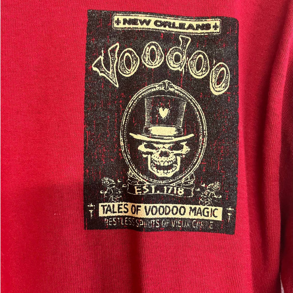 Voodoo Magic Skull New Orleans Long Sleeved T Shirt Unisex - Picture 3 of 3